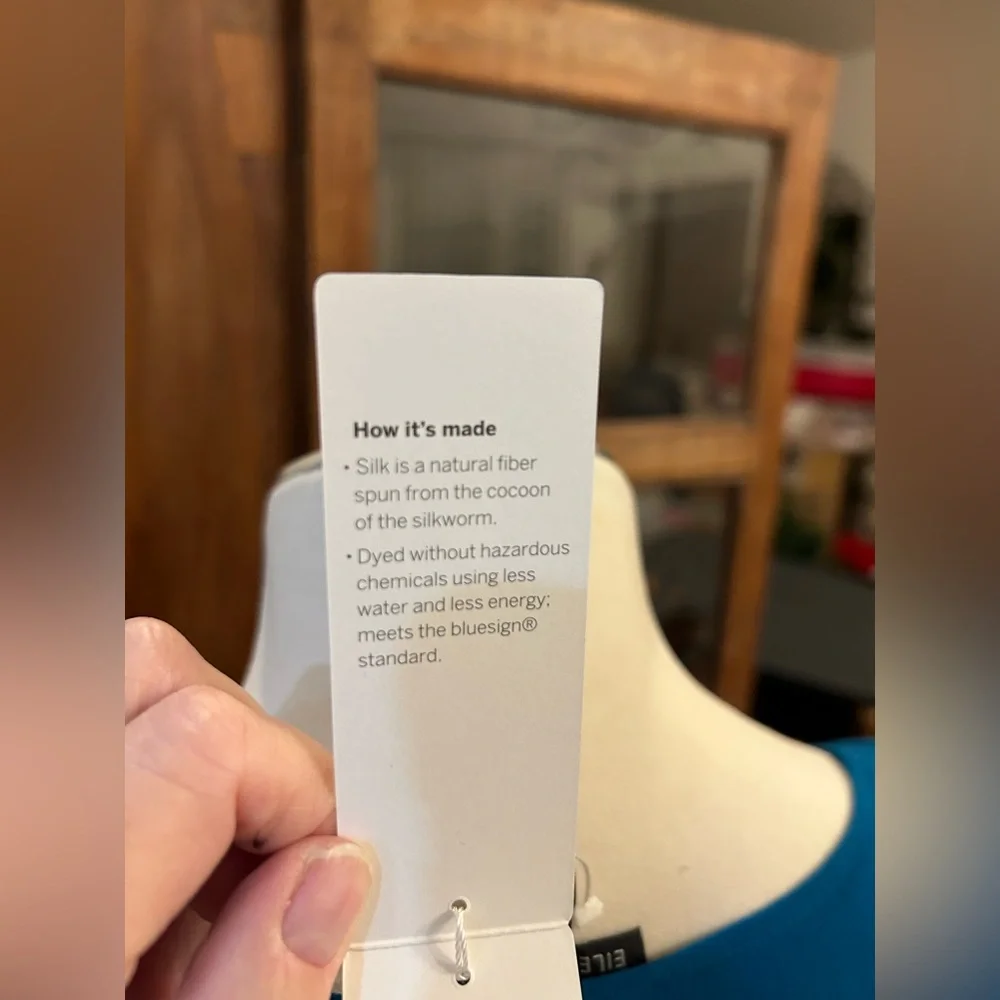 EILEEN FISHER Silk Georgette Crepe V-Neck Dress in Jewel. Size XL NWT - Picture 12 of 14